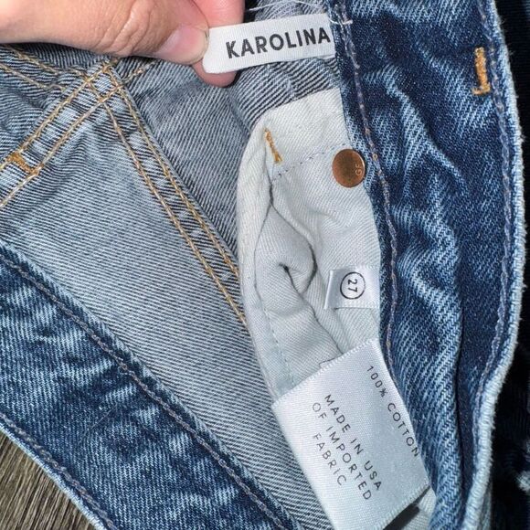 GRLFRND Karolina Mid Rise Distressed Skinny Jeans Women's Size 27 Blue - Picture 6 of 8